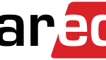 logo of solar edge with black solar text, and white on red text showing "edge"