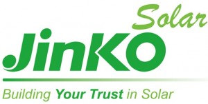 Logo of global solar heavyweight Jinko Solar, with green text and white background